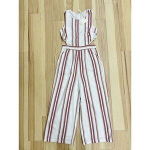 Japna NWT Cream & Red Striped Cutout Jumpsuit With Pockets S